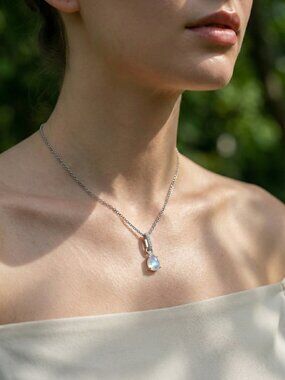 Moonstone Necklace, 925 Sterling Silver Teardrop Necklace, Rose Gold Moonstone